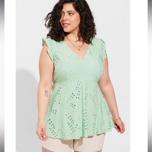 NWT Torrid Eyelet Ruffle Babydoll Top, Size 1